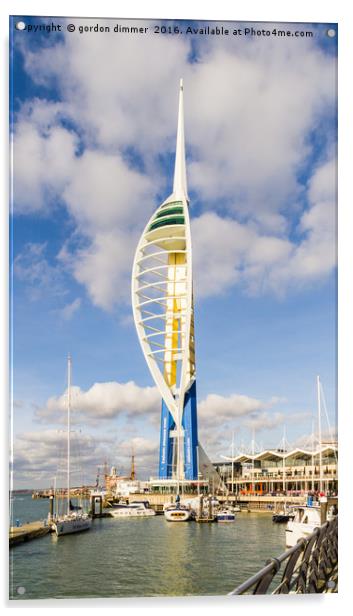 A Frontal view of the Spinnaker tower Acrylic by Gordon Dimmer