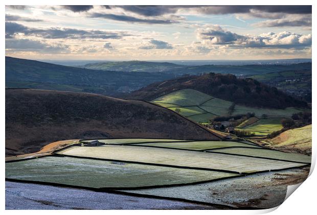 Glossop hills in winter sunlight Print by Andrew Kearton