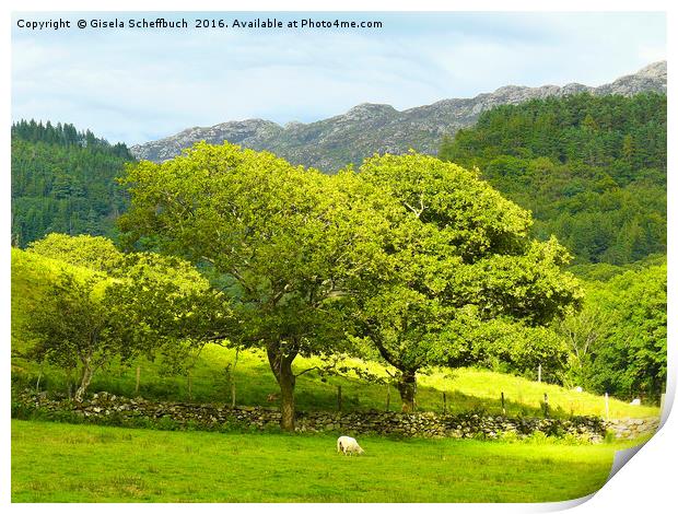 Welsh Scenery - Another Version Print by Gisela Scheffbuch