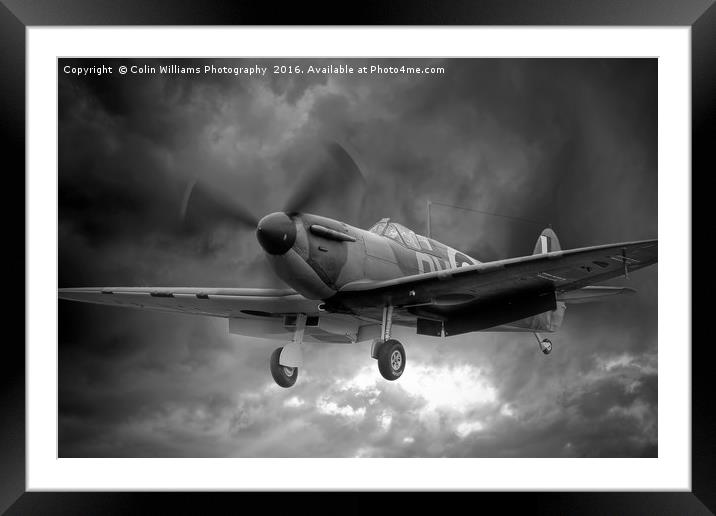 Guy Martin`s Spitfire on Finals Duxford 2015 2 BW Framed Mounted Print by Colin Williams Photography