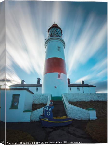 Clouds over Souter Lighthouse Canvas Print by andrew blakey