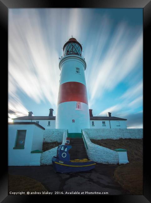 Clouds over Souter Lighthouse Framed Print by andrew blakey