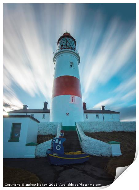 Clouds over Souter Lighthouse Print by andrew blakey