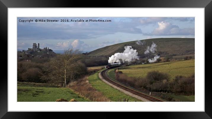 Sun, Steam and Corfe Castle Framed Mounted Print by Mike Streeter