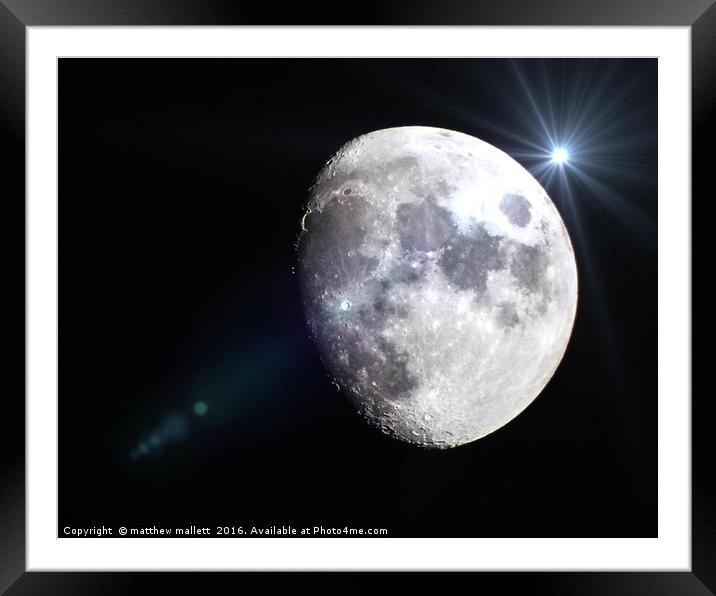 Star Shot Through The Heart Of The Moon Framed Mounted Print by matthew  mallett