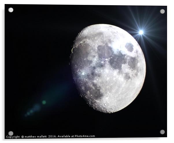 Star Shot Through The Heart Of The Moon Acrylic by matthew  mallett
