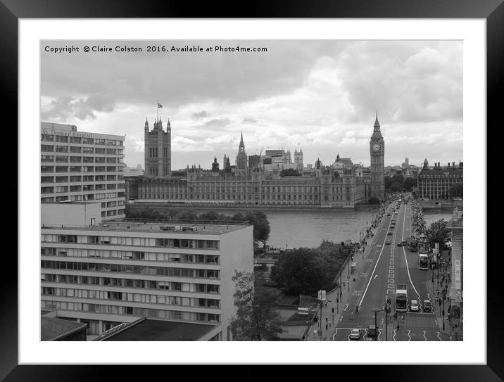 Houses of Parliament BW Framed Mounted Print by Claire Colston