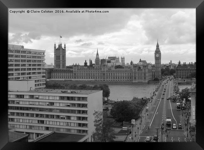 Houses of Parliament BW Framed Print by Claire Colston