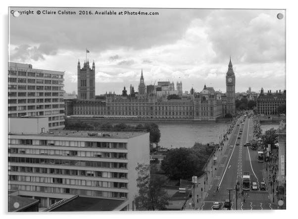 Houses of Parliament BW Acrylic by Claire Colston