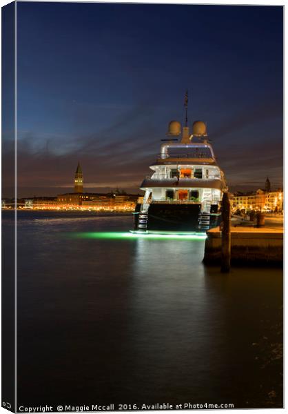Luxury Yacht, Venice Canvas Print by Maggie McCall
