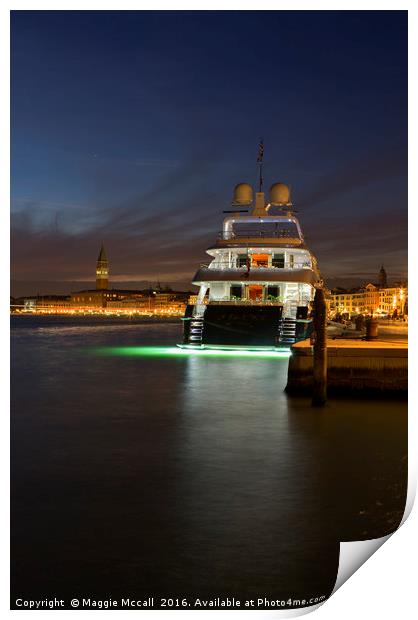 Luxury Yacht, Venice Print by Maggie McCall