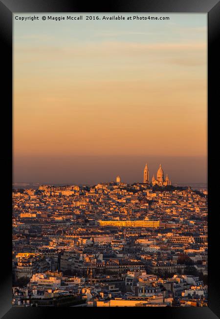 Cityscape of Paris and the Sacre Coeur  Framed Print by Maggie McCall