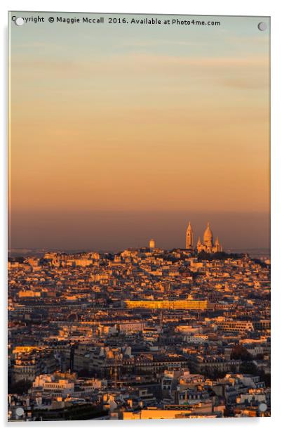 Cityscape of Paris and the Sacre Coeur  Acrylic by Maggie McCall