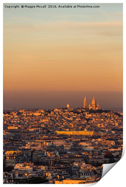 Cityscape of Paris and the Sacre Coeur  Print by Maggie McCall