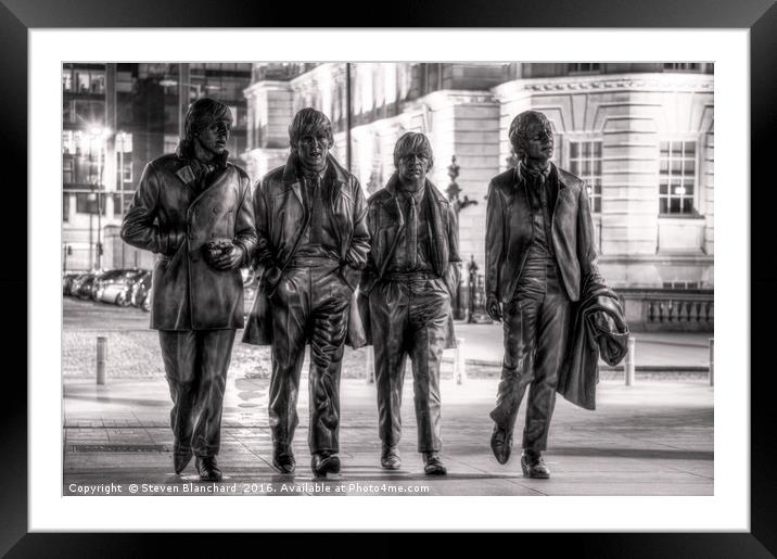The Beatles Statue Liverpool pier head  Framed Mounted Print by Steven Blanchard