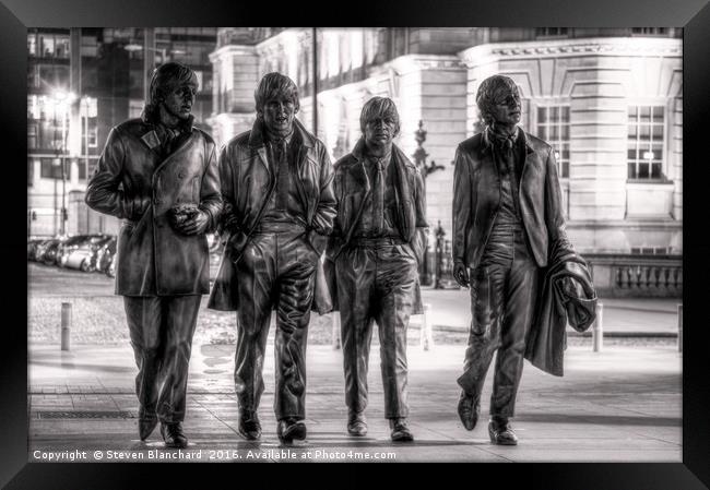 The Beatles Statue Liverpool pier head  Framed Print by Steven Blanchard