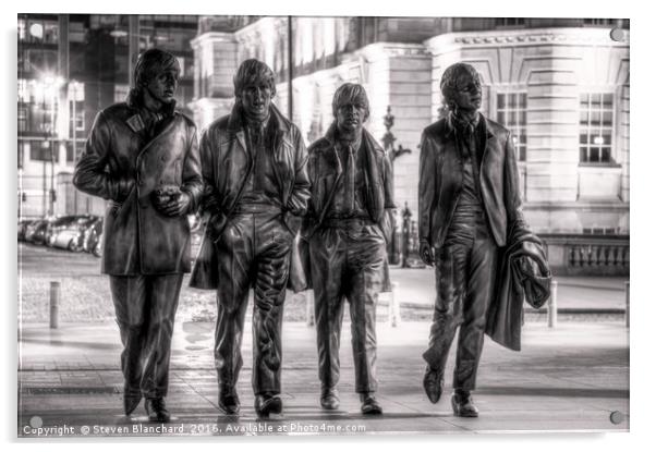 The Beatles Statue Liverpool pier head  Acrylic by Steven Blanchard