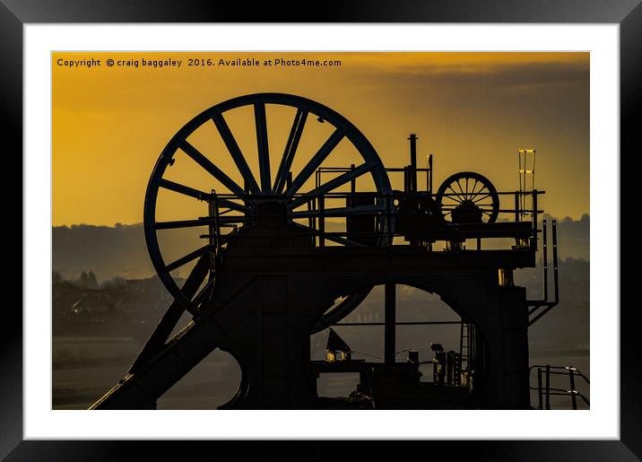 COAL MINE WINDING WHEEL AT SUNRISE Framed Mounted Print by craig baggaley