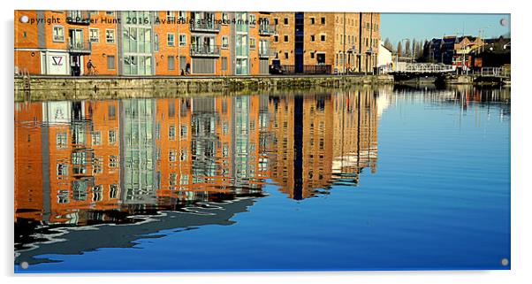 Dockland Reflections Acrylic by Peter F Hunt
