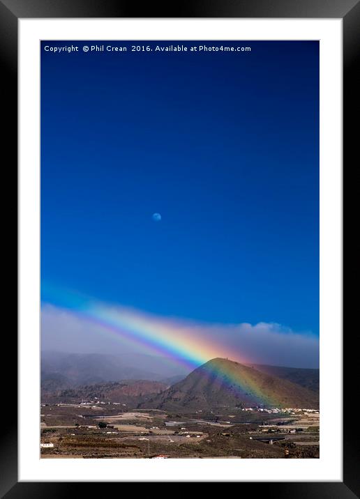 Rainbow, Moon & Mountain Framed Mounted Print by Phil Crean