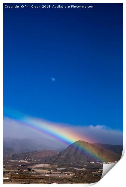 Rainbow, Moon & Mountain Print by Phil Crean