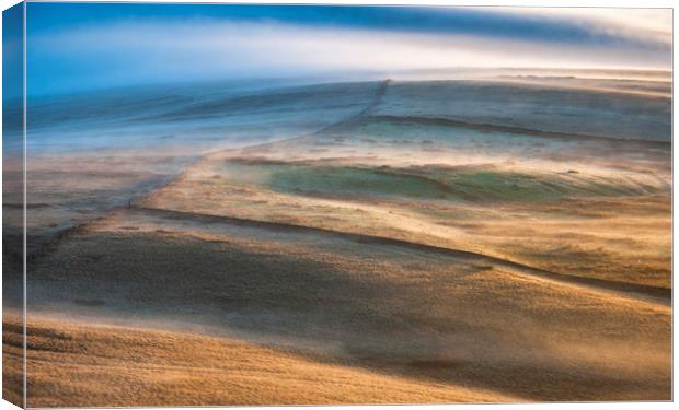 Low mist on the moors Canvas Print by Andrew Kearton