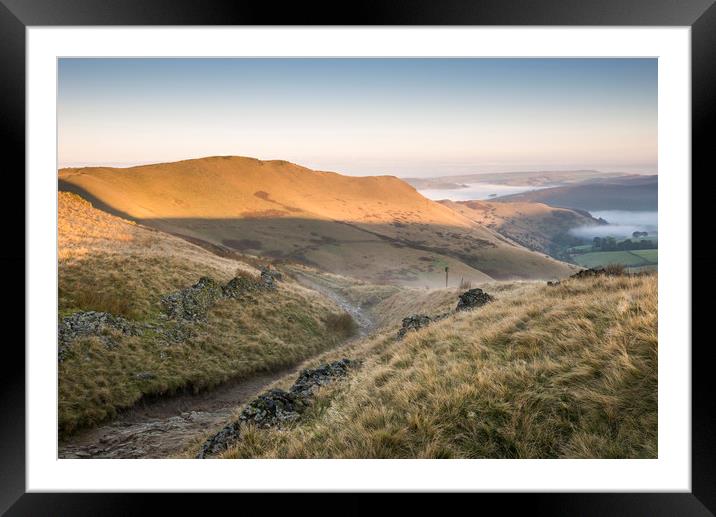 High Peak hills at dawn Framed Mounted Print by Andrew Kearton