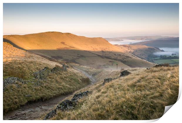 High Peak hills at dawn Print by Andrew Kearton