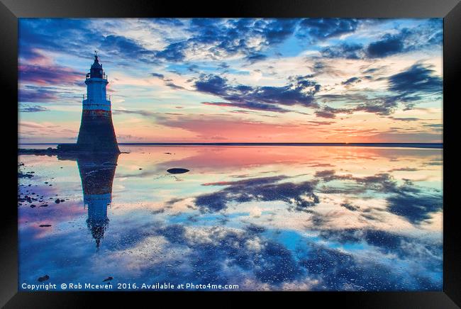 Plover Scar Lighthouse  Framed Print by Rob Mcewen