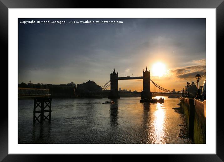 Thames At Sunset  Framed Mounted Print by Marie Castagnoli