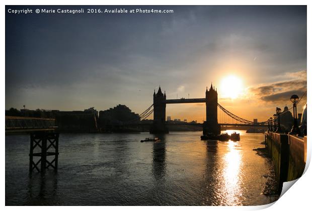 Thames At Sunset  Print by Marie Castagnoli