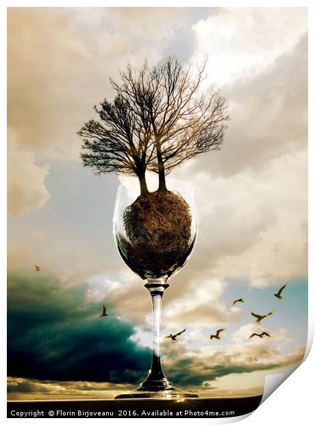 Glass Of Trees Print by Florin Birjoveanu