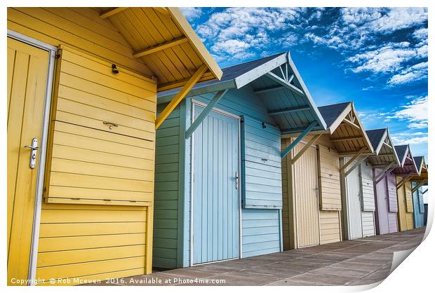 Lytham Beach Huts Print by Rob Mcewen