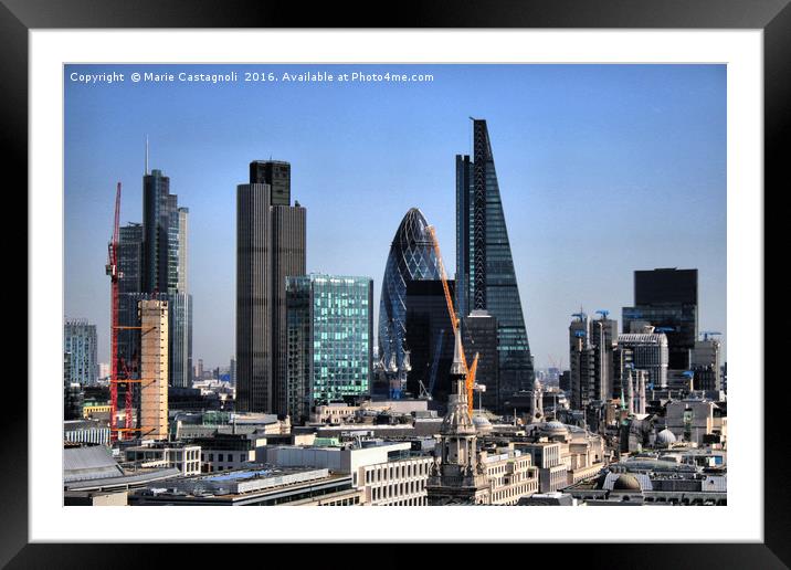 Towering City Skyline Framed Mounted Print by Marie Castagnoli