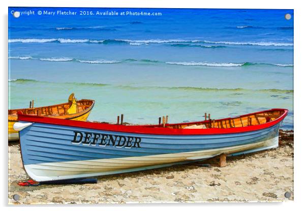 Defender, Cornish Pilot Gig Acrylic by Mary Fletcher