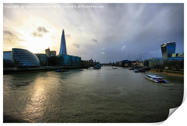 The Thames At Dusk Print by Marie Castagnoli