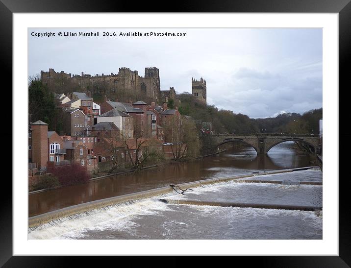 Durham Castle and Cathedral.  Framed Mounted Print by Lilian Marshall