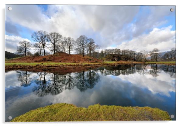 River Brathay Tree Reflections Acrylic by Gary Kenyon