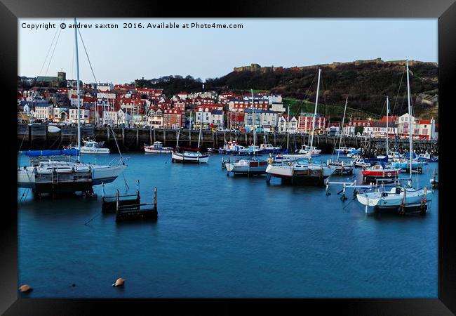 LOOKING OVER THE HARBOUR Framed Print by andrew saxton
