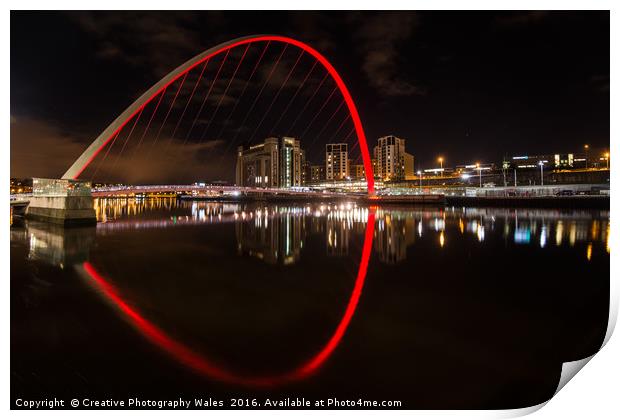 The Millennium Bridge, Newcastle upon Tyne Print by Creative Photography Wales