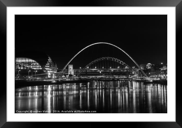 Nighttime Magic of Tyne Bridges Framed Mounted Print by andrew blakey