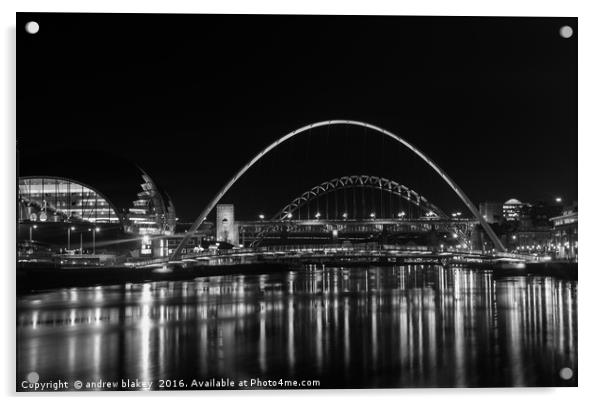 Nighttime Magic of Tyne Bridges Acrylic by andrew blakey