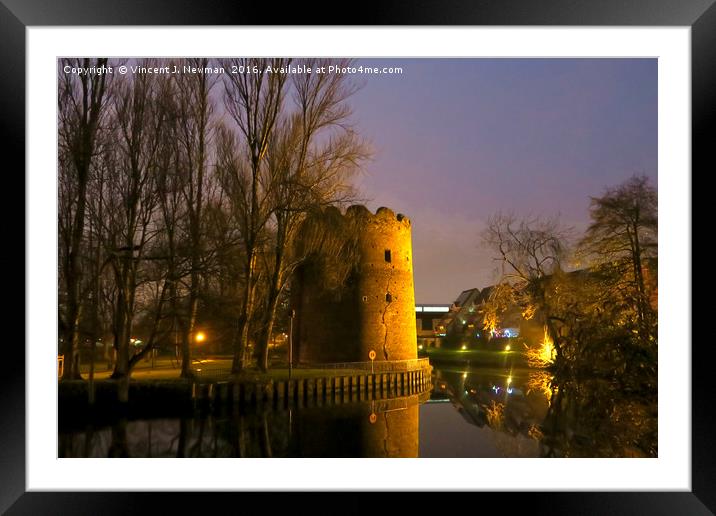 Cow Tower at Night, Norwich, England Framed Mounted Print by Vincent J. Newman