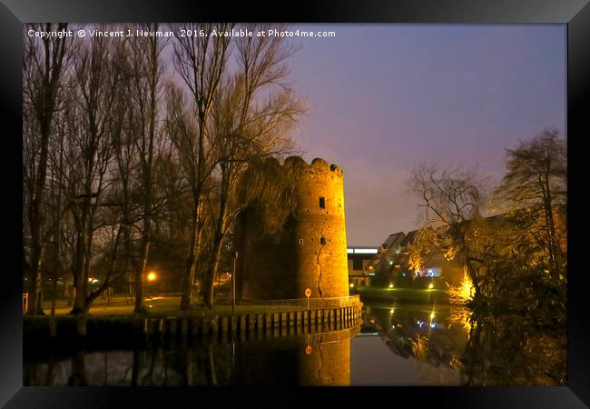 Cow Tower at Night, Norwich, England Framed Print by Vincent J. Newman