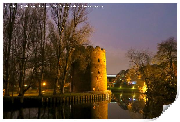 Cow Tower at Night, Norwich, England Print by Vincent J. Newman