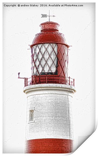 Souter Lighthouse sketch Print by andrew blakey