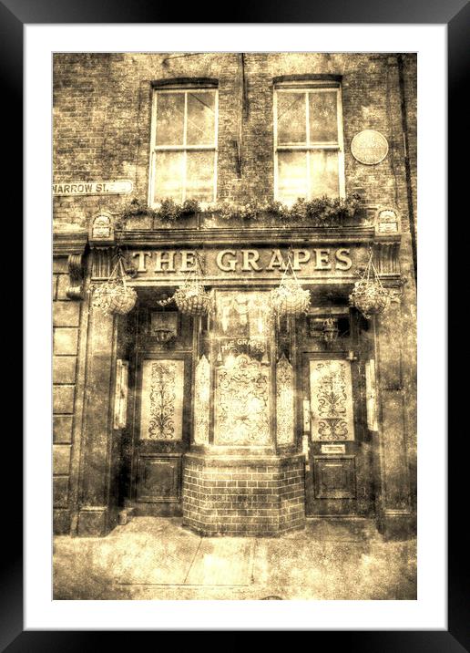 The Grapes Pub London Vintage Framed Mounted Print by David Pyatt