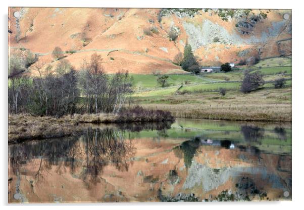 Little Langdale Tarn Reflections Acrylic by Gary Kenyon