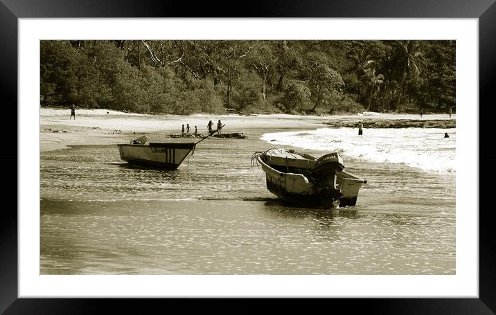 Fishing Boats on Beach Framed Mounted Print by james balzano, jr.