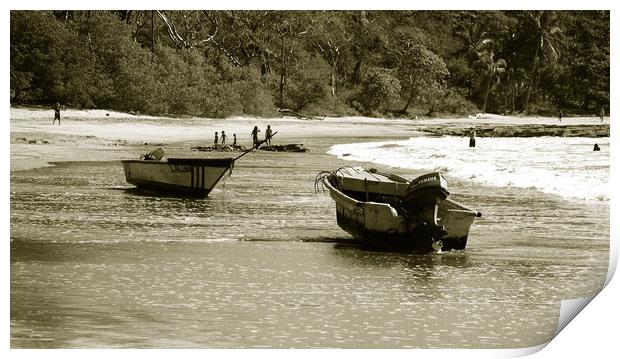 Fishing Boats on Beach Print by james balzano, jr.
